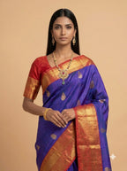 Royal Purple Silk Saree with Antique Gold Paisley Pallu