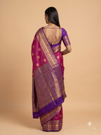 Magenta Kanjivaram Silk Saree with Purple Zari Border