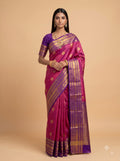 Magenta Kanjivaram Silk Saree with Purple Zari Border