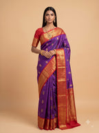 Lavender Purple Silk Saree with Maroon Zari Border