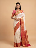 Mint Green Maroon Gold Zari Silk Saree