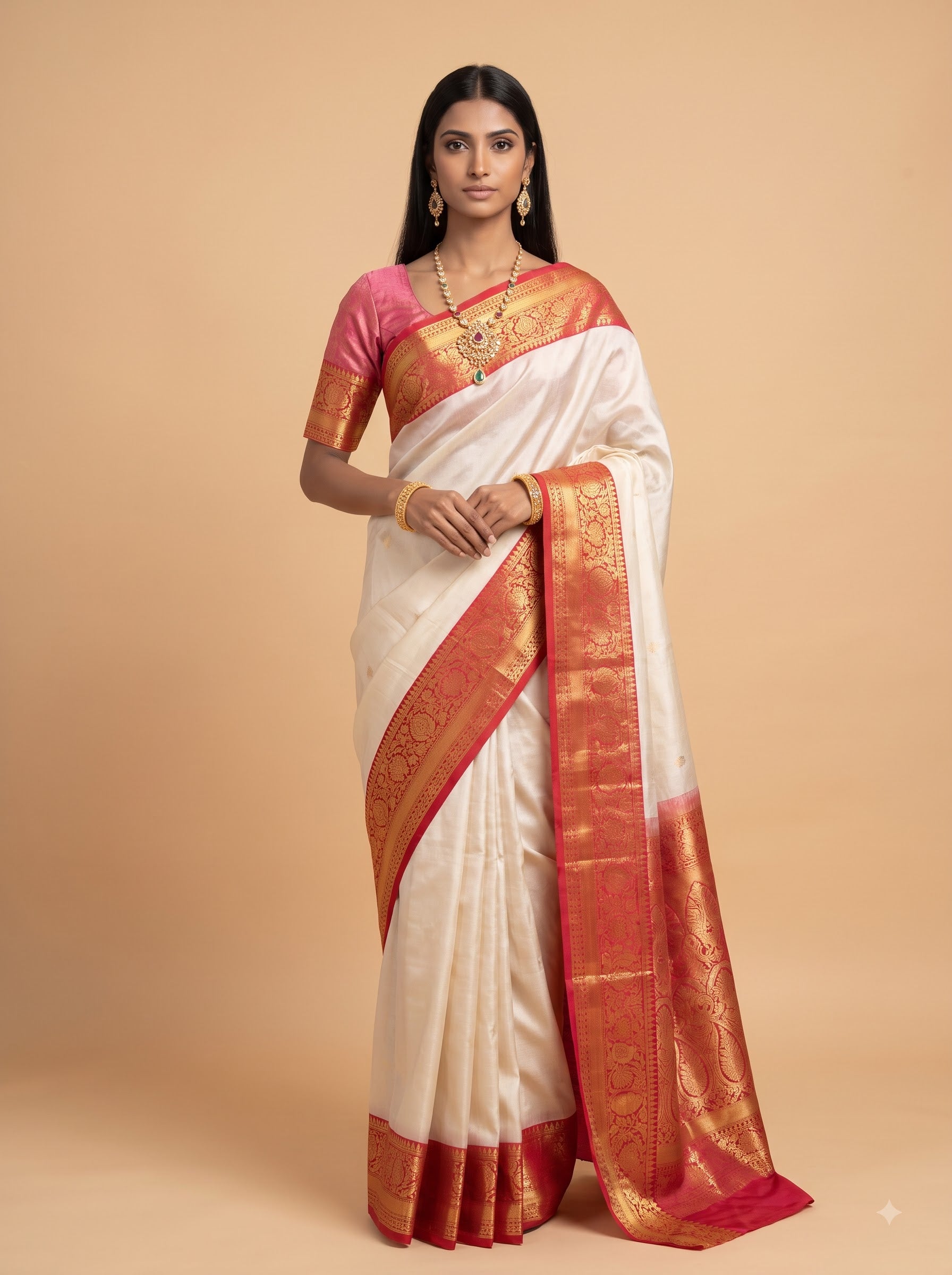 Mint Green Maroon Gold Zari Silk Saree
