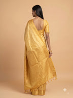 Pure Gold Kanjivaram Silk Saree with Self Check Design