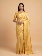 Pure Gold Kanjivaram Silk Saree with Self Check Design