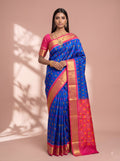 Blue and Pink Gold Zari Woven Chiniya Silk Saree