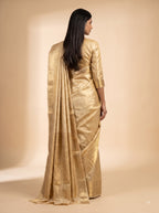 Antique Gold Zari Kanjeevaram Silk Saree with Rich Woven Pallu