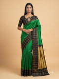 Green Black Gold Medallion Kanjivaram Silk Saree