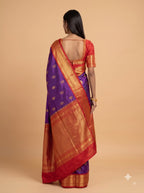 Lavender Purple Silk Saree with Maroon Zari Border