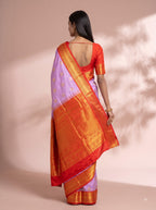 Olive Green Silk Saree with Teal Zari Border