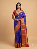 Royal Purple Silk Saree with Antique Gold Paisley Pallu
