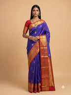 Royal Purple Silk Saree with Antique Gold Paisley Pallu