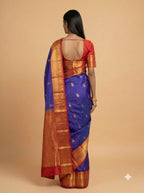 Royal Purple Silk Saree with Antique Gold Paisley Pallu