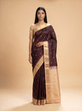 Maroon Kanjeevaram Silk Saree with Heavy Zari Pallu