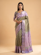Sage Kanjeevaram Silk Saree with Metallic Zari Border