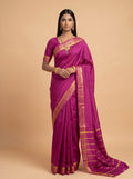 Magenta Purple Gold Zari Silk Saree.