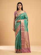 Antique Gold Zari Kanjeevaram Silk Saree with Rich Woven Pallu