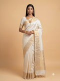 Silver Gold Floral Paisley Zari Kanjivaram Silk Saree