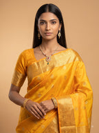 Turmeric Yellow Kanjeevaram Silk Saree with Brocade Border