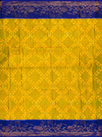 Yellow Royal Blue Chiniya Silk Gold Zari Floral Saree.