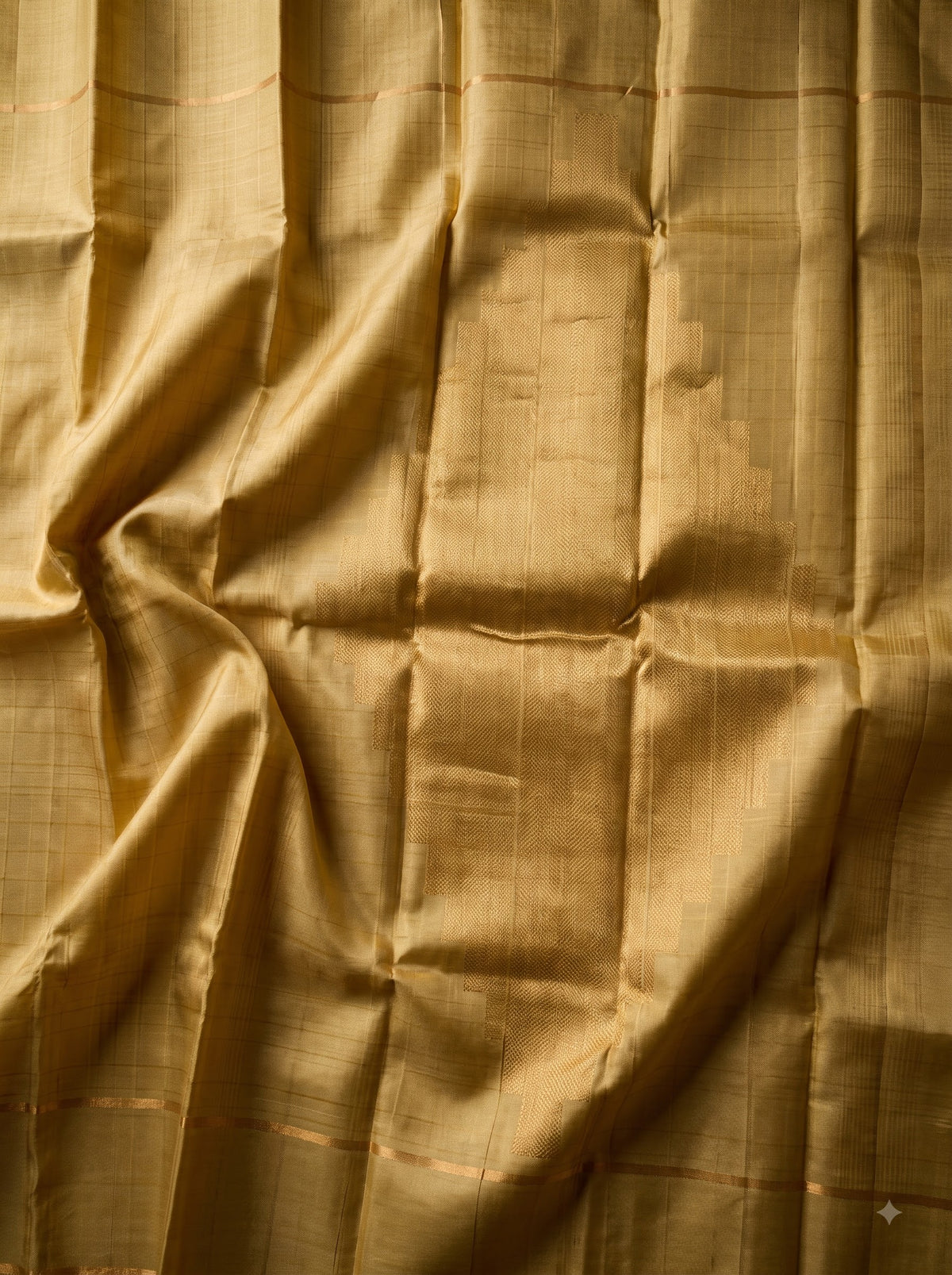 Pure Gold Kanjivaram Silk Saree with Self Check Design