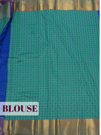 Turquoise Blue Silk Saree with Geometric Woven Pattern and Zari Paisley Border