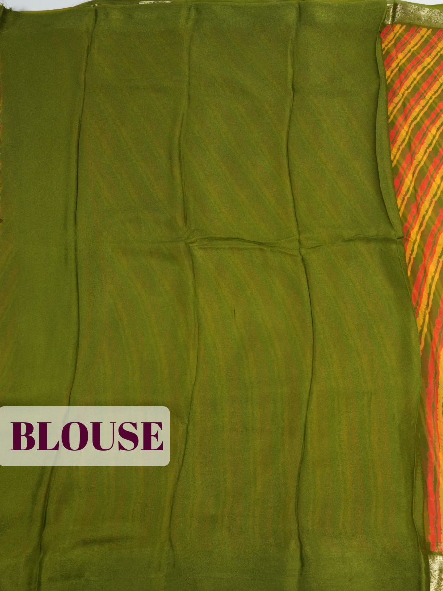 Multi color Semi Chiffon Saree with Traditional Floral Border