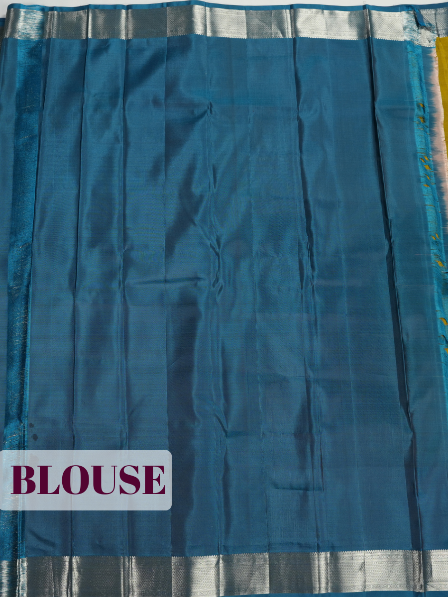 Mustard Yellow Kanchipuram Saree with Geometric Zari Border
