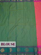 Fuchsia Pink Bangalore Silk Saree with Emerald Green Pallu and Antique Gold Zari