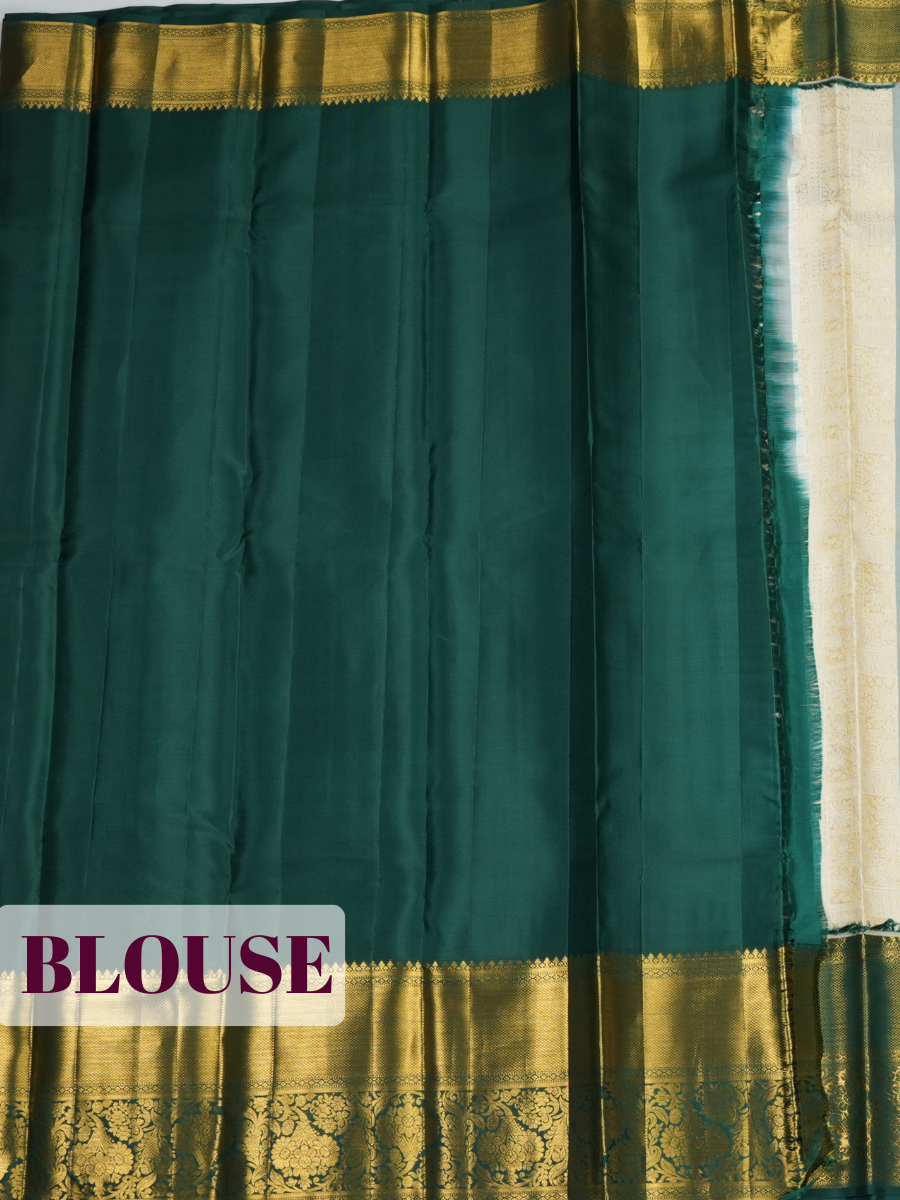 White Pure Kanchivaram Bridal Silk Saree with Gold Zari Brocade