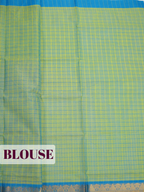 Lime Green Venkatagiri Cotton Saree with Zari Temple Chevron Border