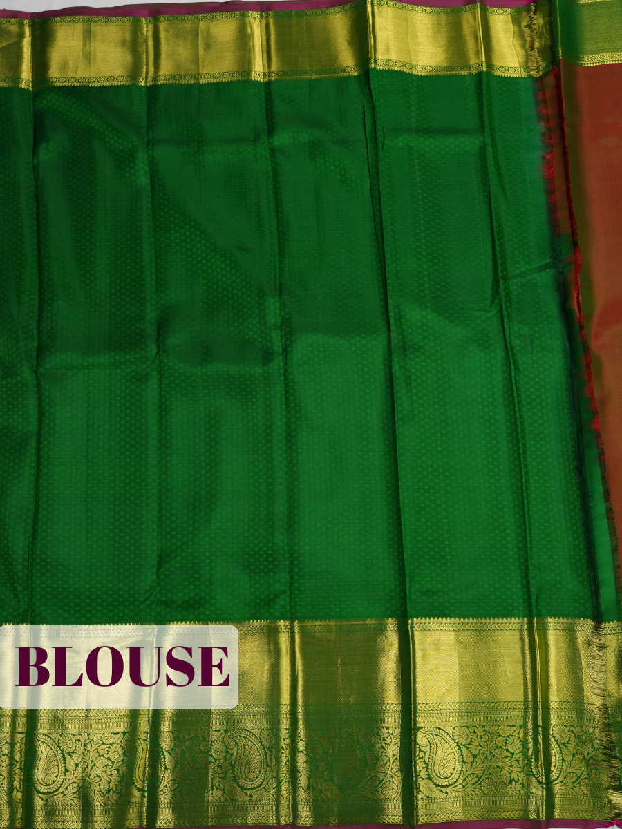 Red Kanchipuram Saree with Rich Floral Vine Zari Border