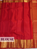 Red Kanchipuram Saree with Peacock and Floral Vine Zari Border
