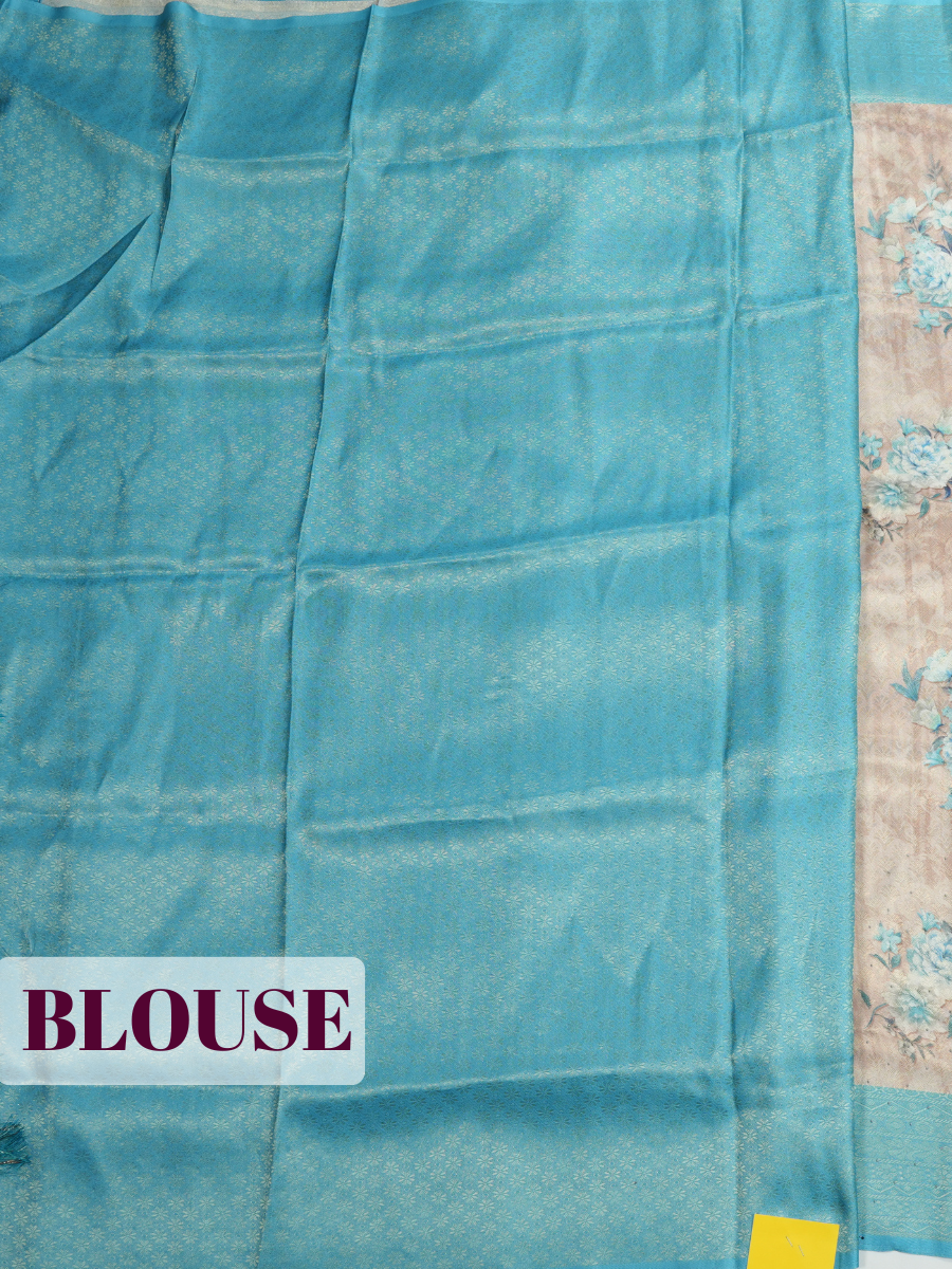 Champagne Gold Bangalore Sof Silk Saree with Chevron Wave Border