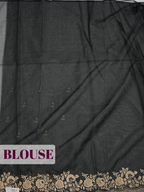 Black Organza Saree with Floral Embroidered Wavy Border