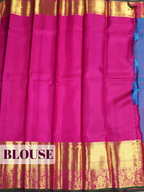 Blue Kanchivaram Saree with Floral Brocade Zari Border