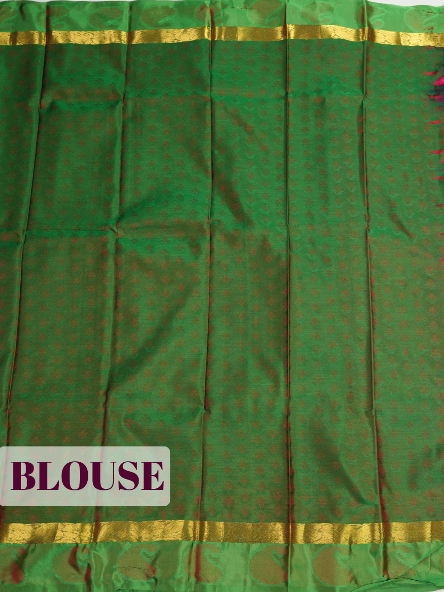 Magenta Pink Bangalore Semi Silk Saree with Wide Zari Stripe Border