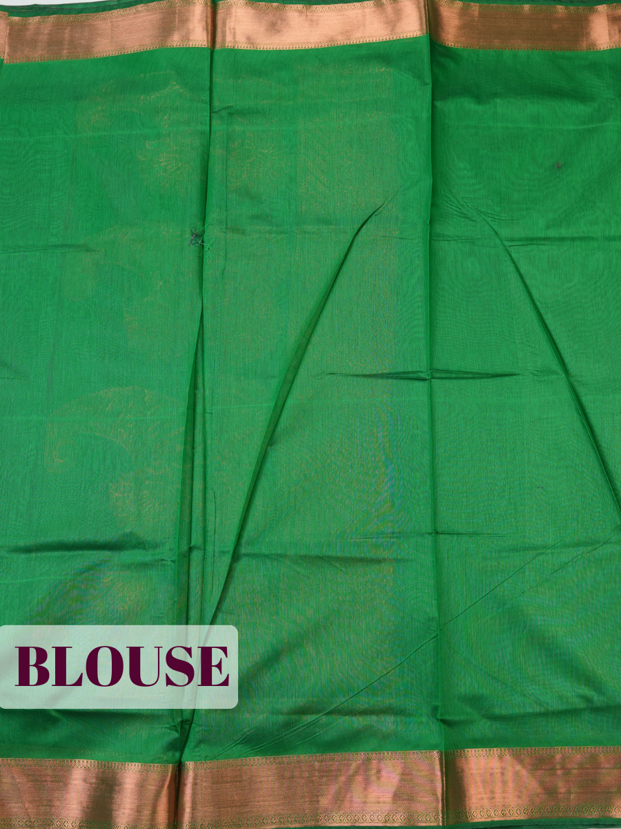 Green Sico Saree Saree with Small geometric zari border