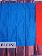 Red Semi Silk Saree with Broad Contrast Woven Zari Border
