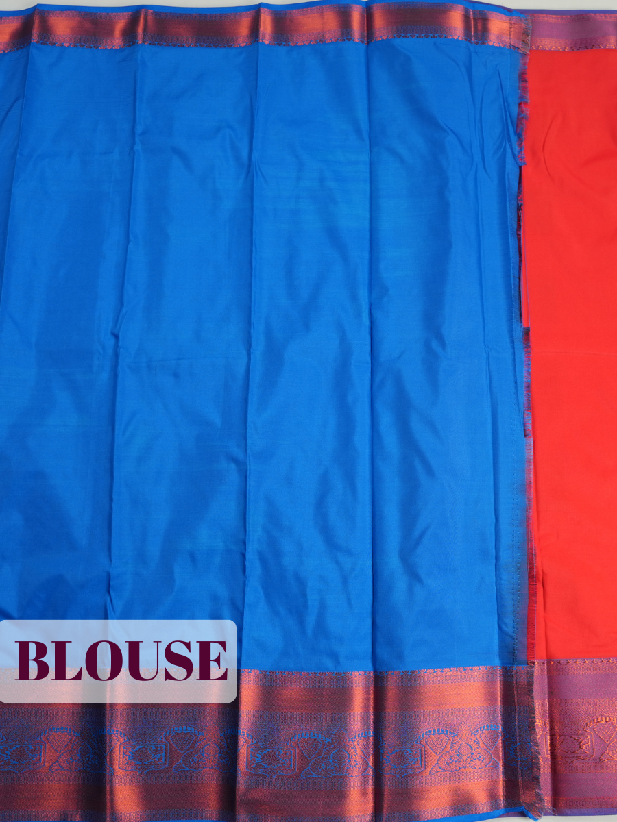 Red Semi Silk Saree with Broad Contrast Woven Zari Border