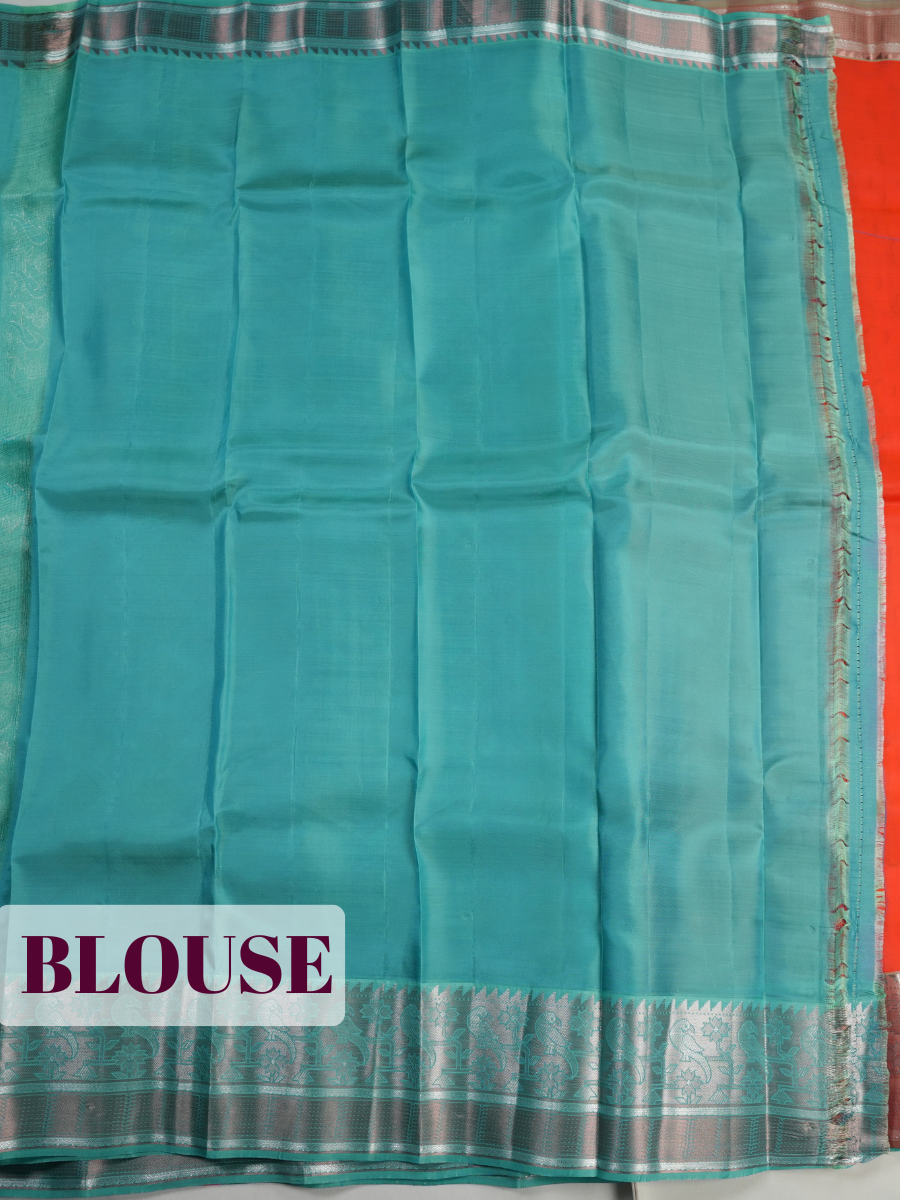 Red Pure Kanchipuram Saree with Stylised Peacock Zari Border