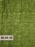 Bottle Green Tissue Crepe Fancy Saree with Floral Print and Metallic Border