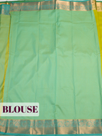 Lime Green Bangalore Semi Silk Saree with Jacquard Floral Zari Border