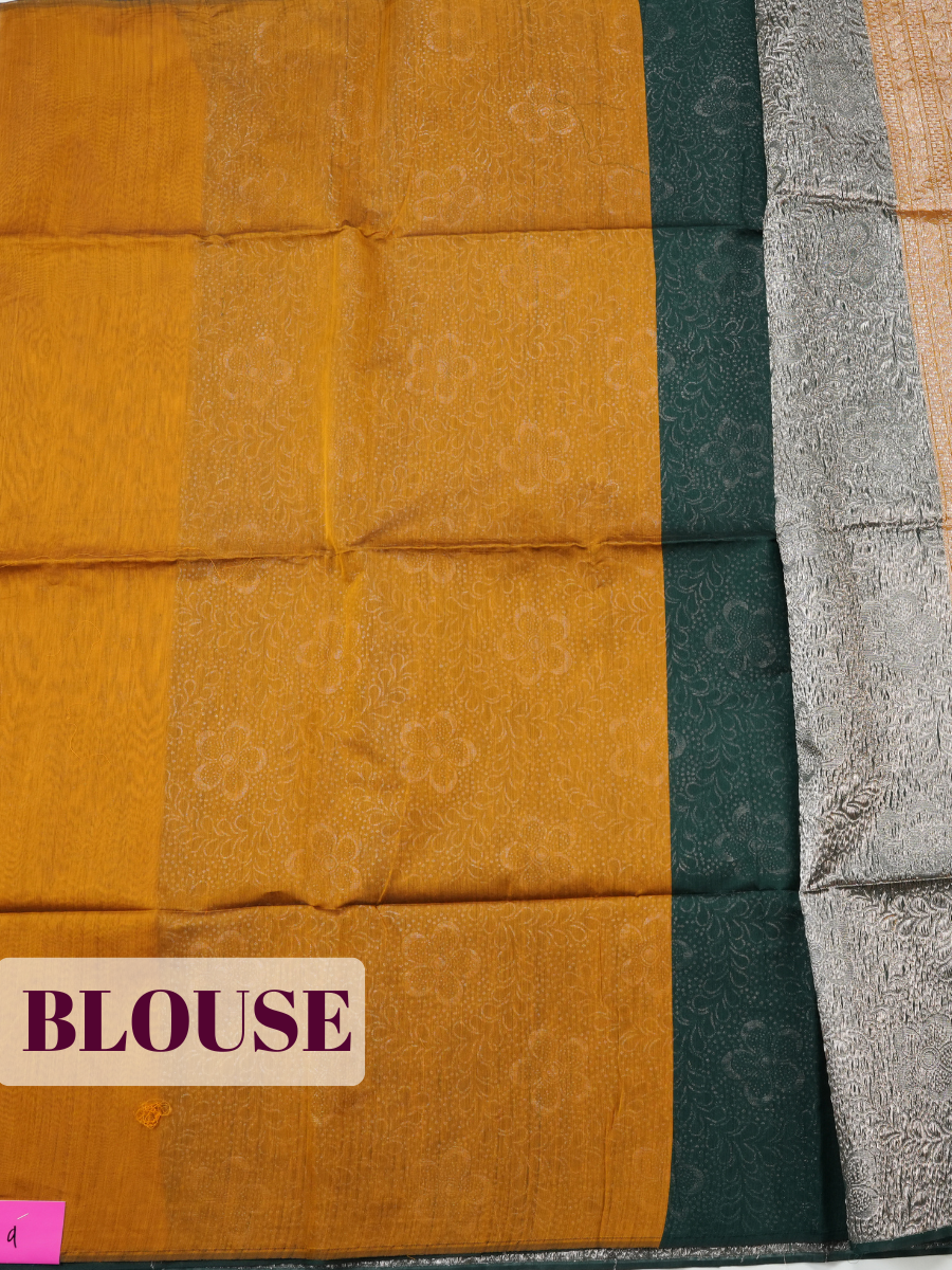 Dark Green Sico Saree Saree with Borderless Finish