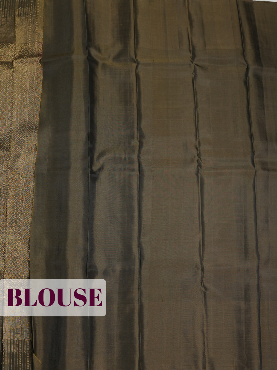 Purple Pure Kanchipuram Saree with Broad Floral Leaf Zari Border