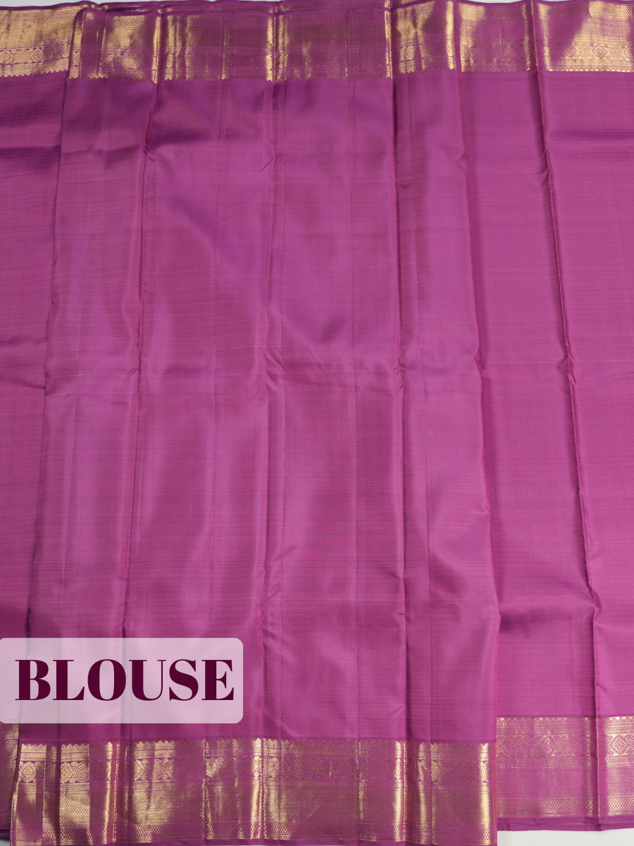 Purple Pure Kanchipuram Saree with Broad Floral Medallion Zari Border - MUGDHA ART STUDIO LLP