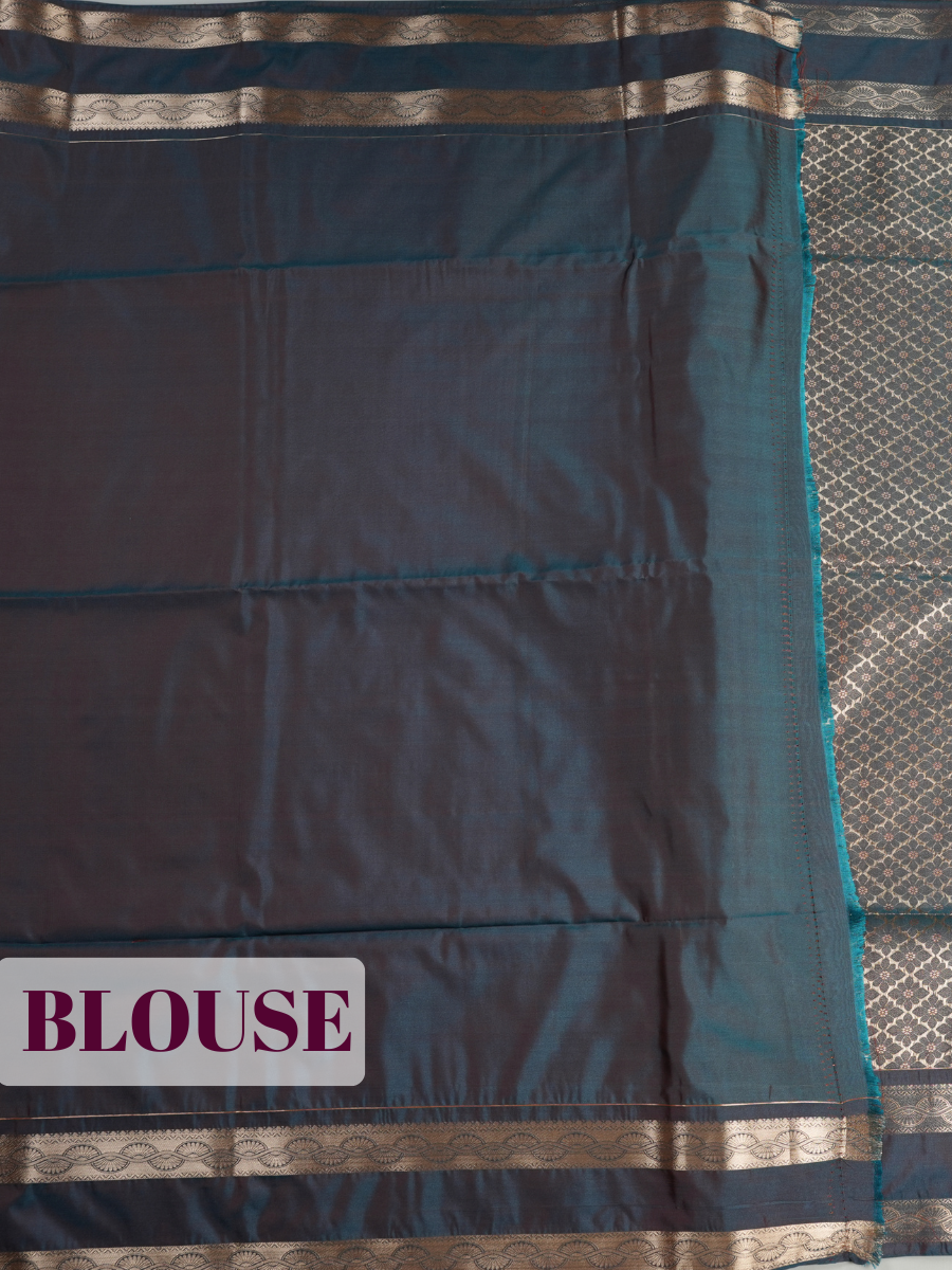 Orange Semi Silk Saree with Medium-Width Contrast Zari Wave Border