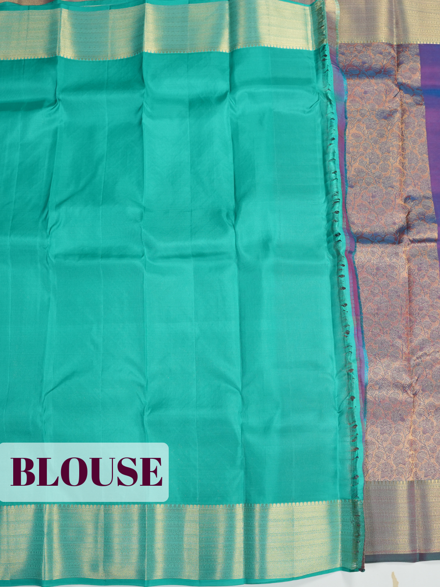 Blue Kanchivaram Saree with Diamond Lattice Zari Border