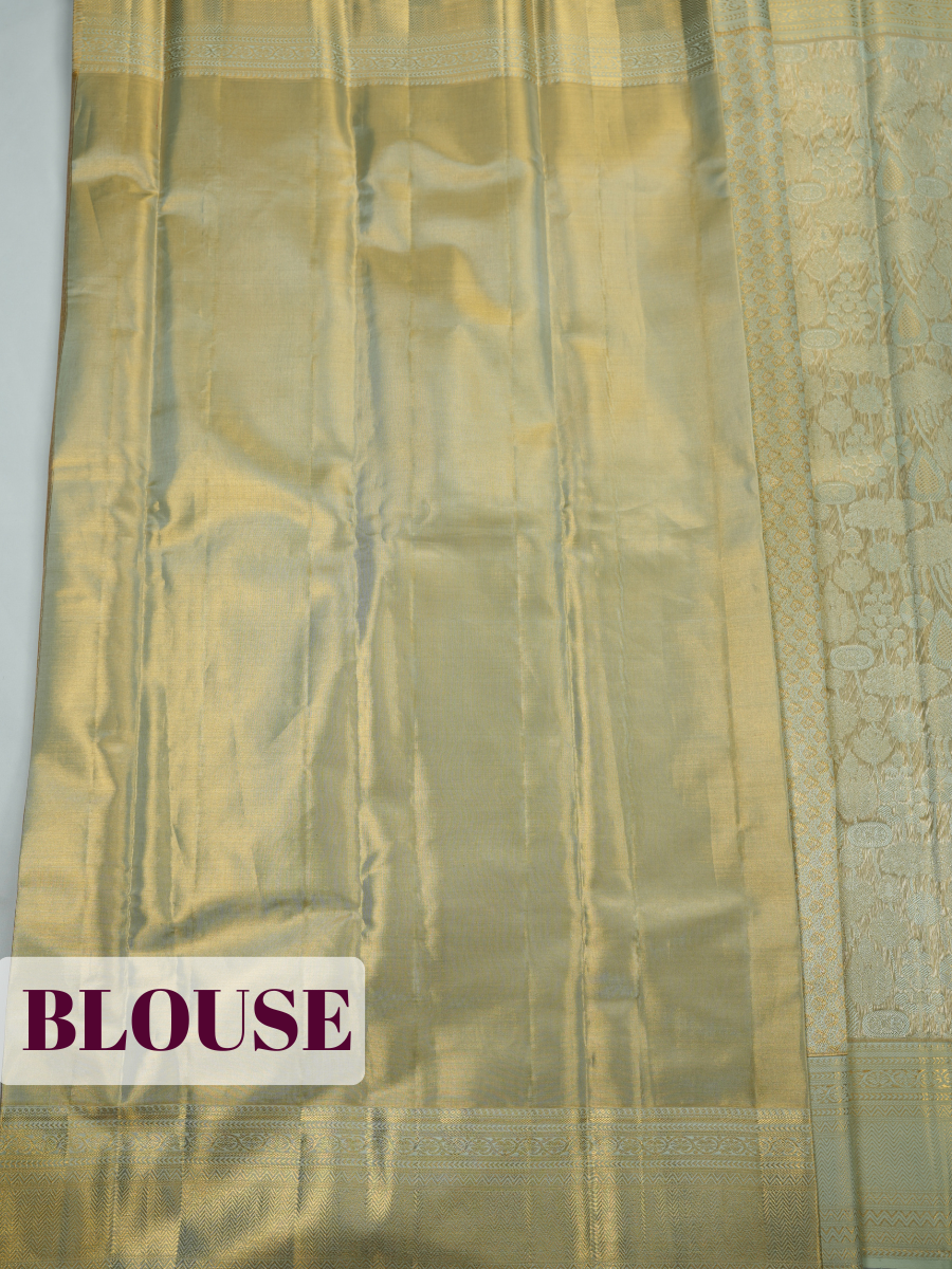 Pista Green Pure Tissue Silk Saree with Chevron Zari Weave