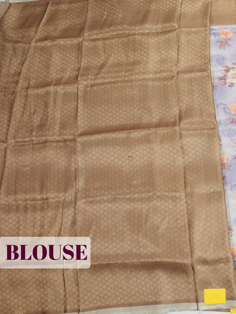 Lavender Bangalore Sof Silk Saree with Multi-Tier Zari Brocade Border