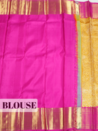 Yellow Kanchipuram Saree with Diamond Lattice Gold Zari Border